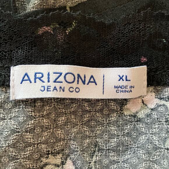 Arizona Y2K Babydoll Dark Floral Top Size XL Lace Trim Fairy Grunge Whimsygoth - Picture 9 of 11